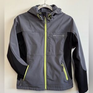 Free Country Softshell Zip Up Gray Hooded Jacket, Women’s Small